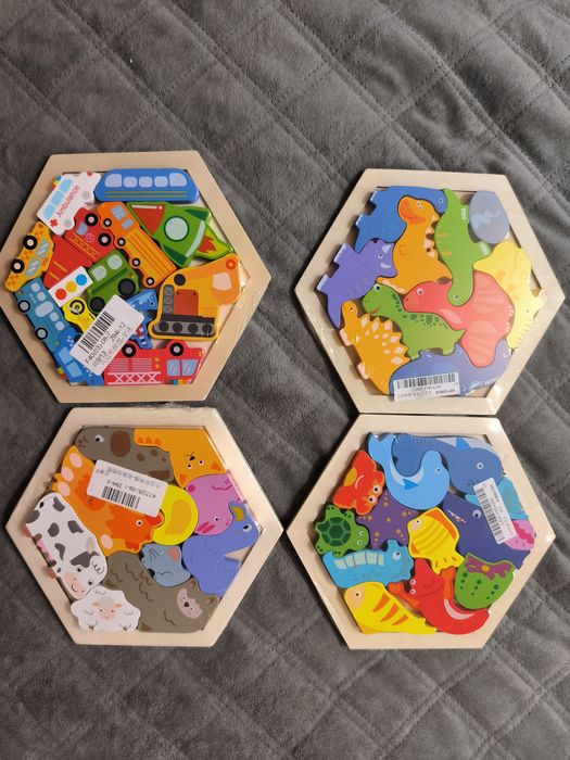 Деревянный пазл 3d головоломка монтессори динозаврики