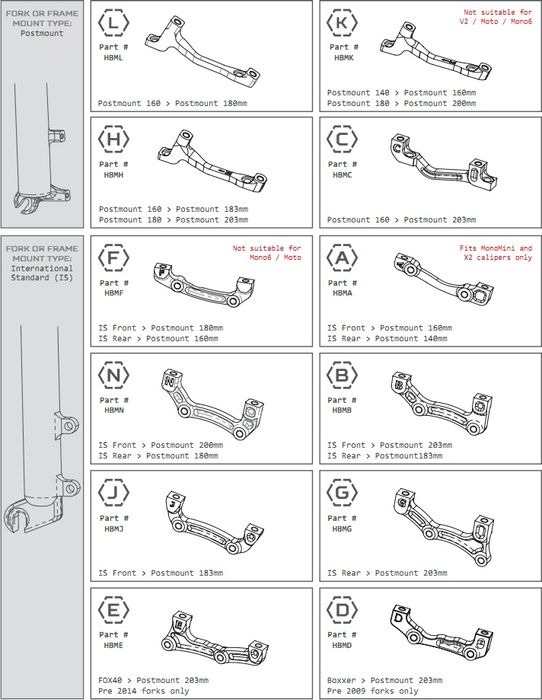 Адаптери Hope 203mm 183mm 160mm