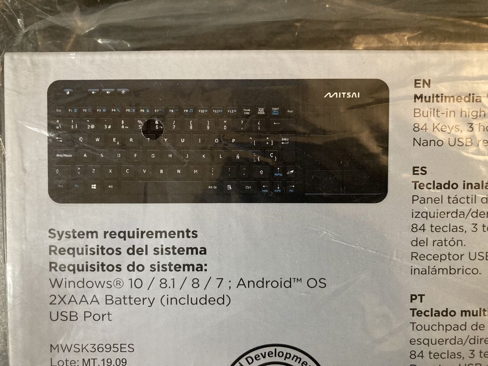 Teclado MITSAI Q500 com rato touch wireless - Novo e embalado