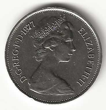 10 New Pence de 1977, Reino Unido, Isabel II