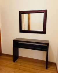 Conjunto de entrada com móvel e espelho de madeira