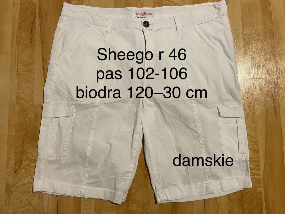 Sheego casual 46 białe damskie  spodenki spodnie szorty cargo Bermudy