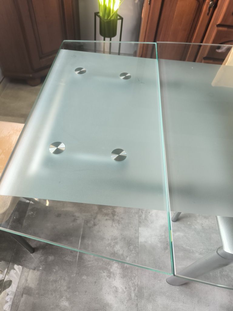 Stół szklany hartowany 150x90 6 krzeseł NOWA SKAJA