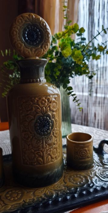 Графин набор для вина блюдо поднос солонка майолика керамика посуда