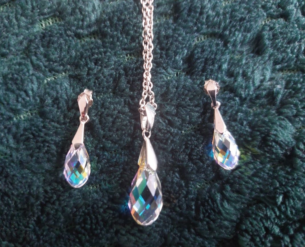 Komplet SWAROVSKI kolczyki + wisiorek z łańcuszkiem