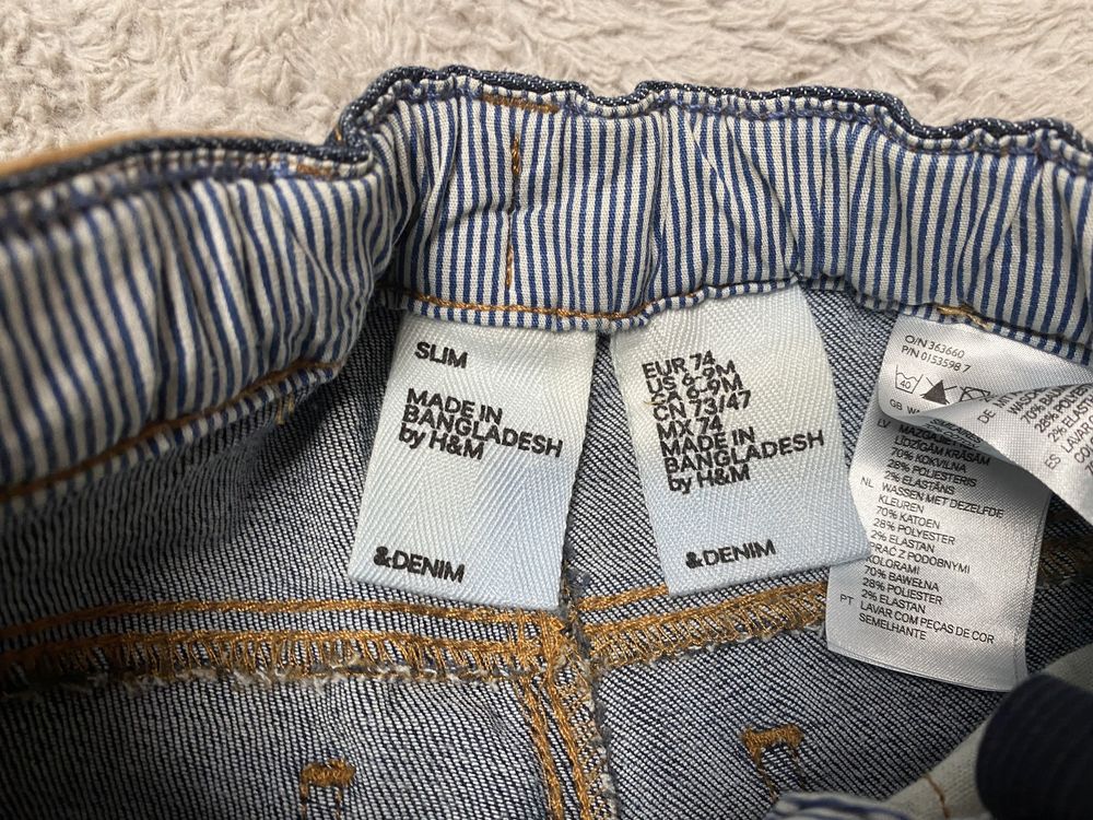 Spodnie jeansowe uniseks z H&M rozm. 74