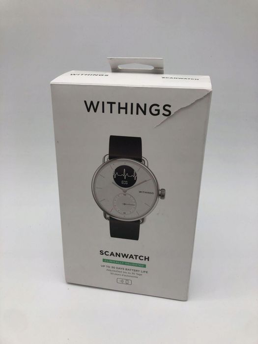 Withings Scanwatch hybrydowy smartwatch EKG tętno SpO2 sen 38mm biała