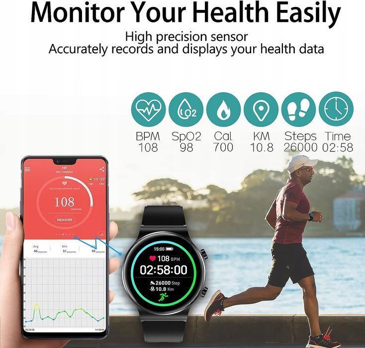 inteligentny zegarek aimoonsa, smartwatch