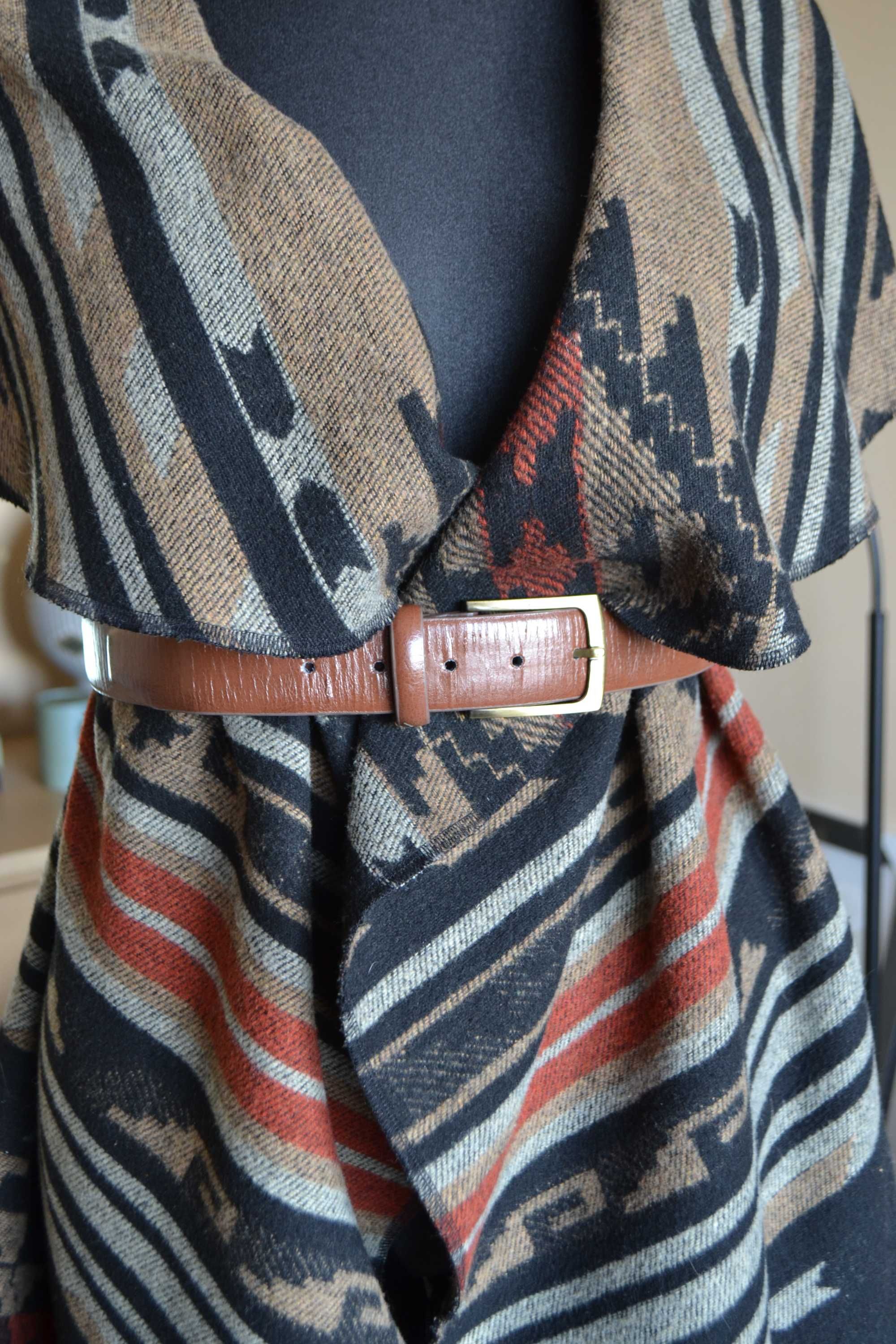 Ponczo poncho narzutka boho aztecka folk etno wełna New Look