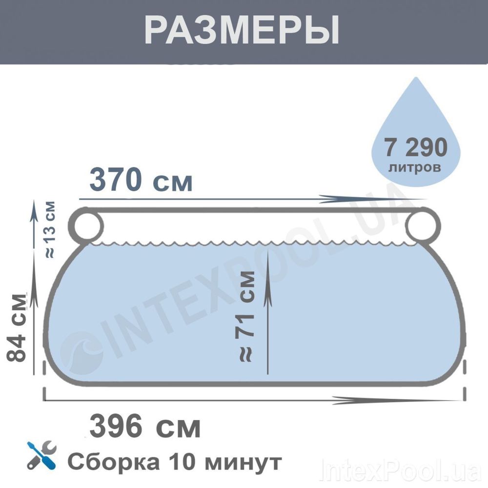 Надувной бассейн Intex 396 х 84 см (2 006 л/ч)