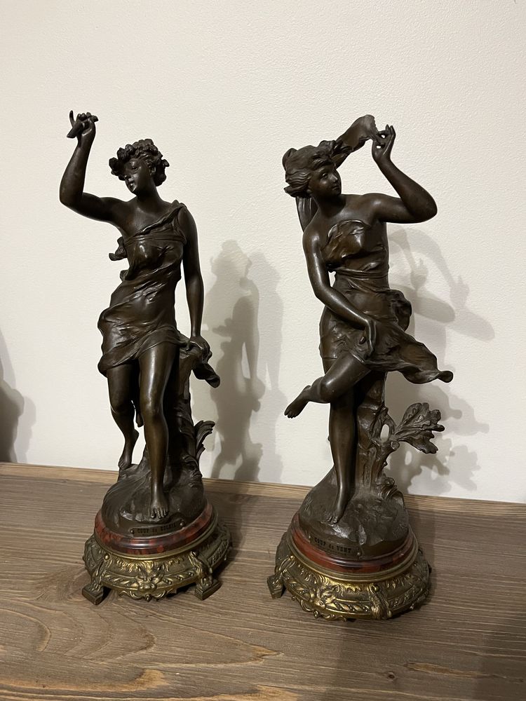 Figury rzeźby odlew sygnowane Ferrand cyna antyk XIX w Francja