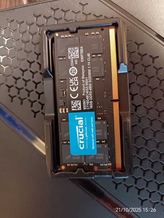 Оперативна пам'ять Crucial SODIMM DDR5-4800 16GB PC5-38400
