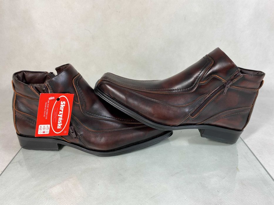 Półbuty Sztyblety Trzewiki Botki Męskie Wizytowe Skórzane Zimowe