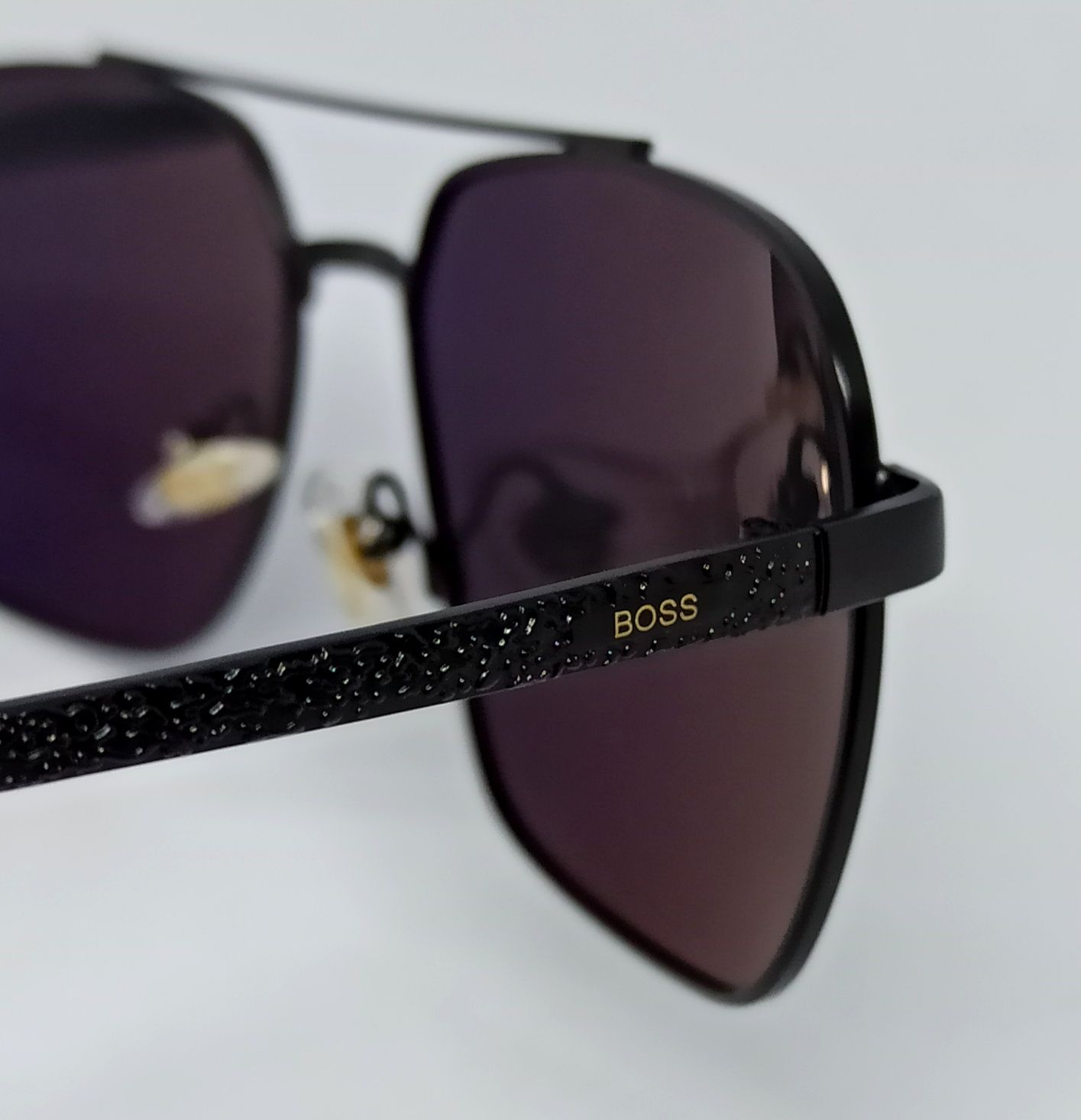 Boss очки  мужские черные поляриз в черном металле
