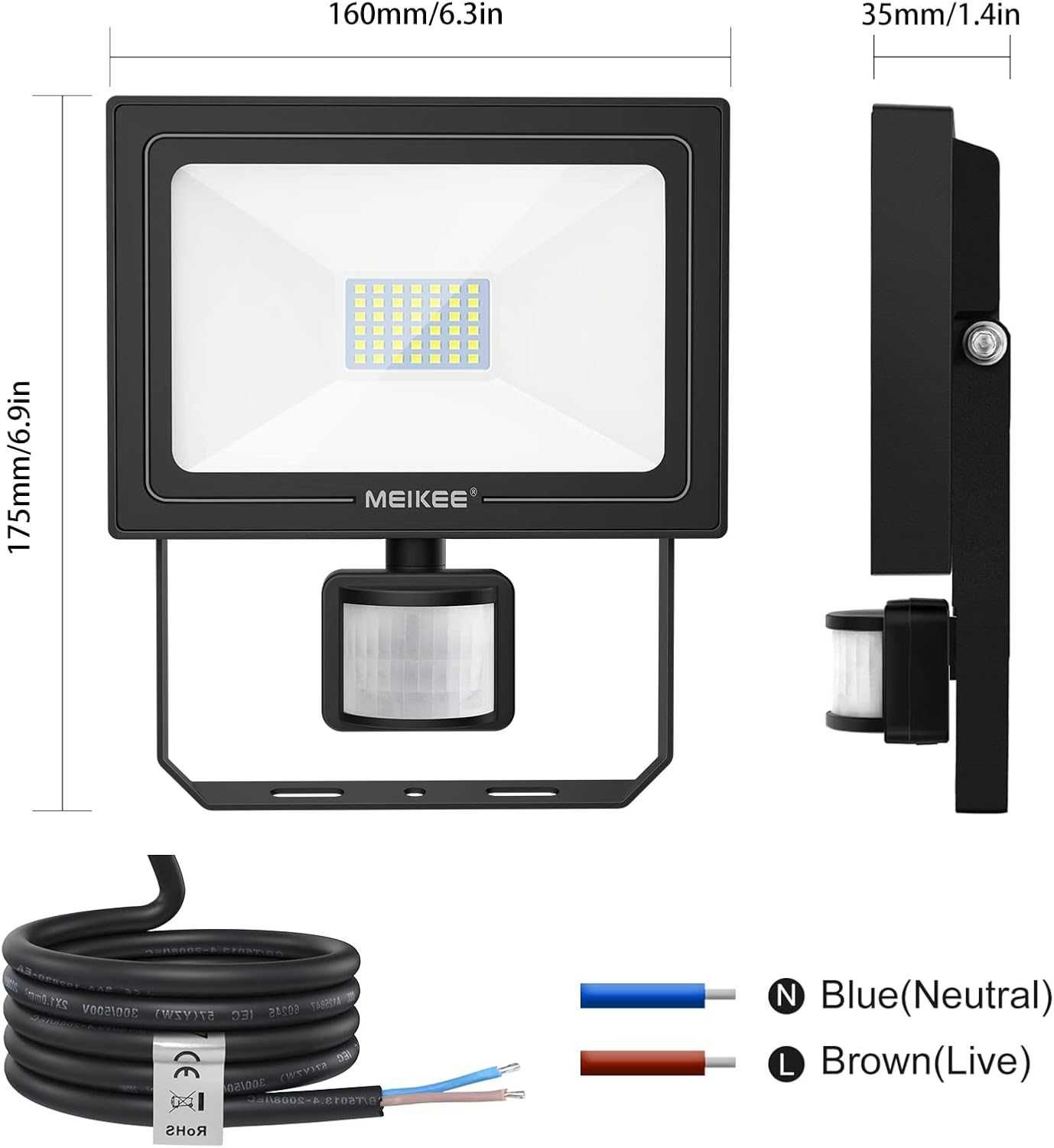 LED exterior MEIKEE 35W com sensor de movimento