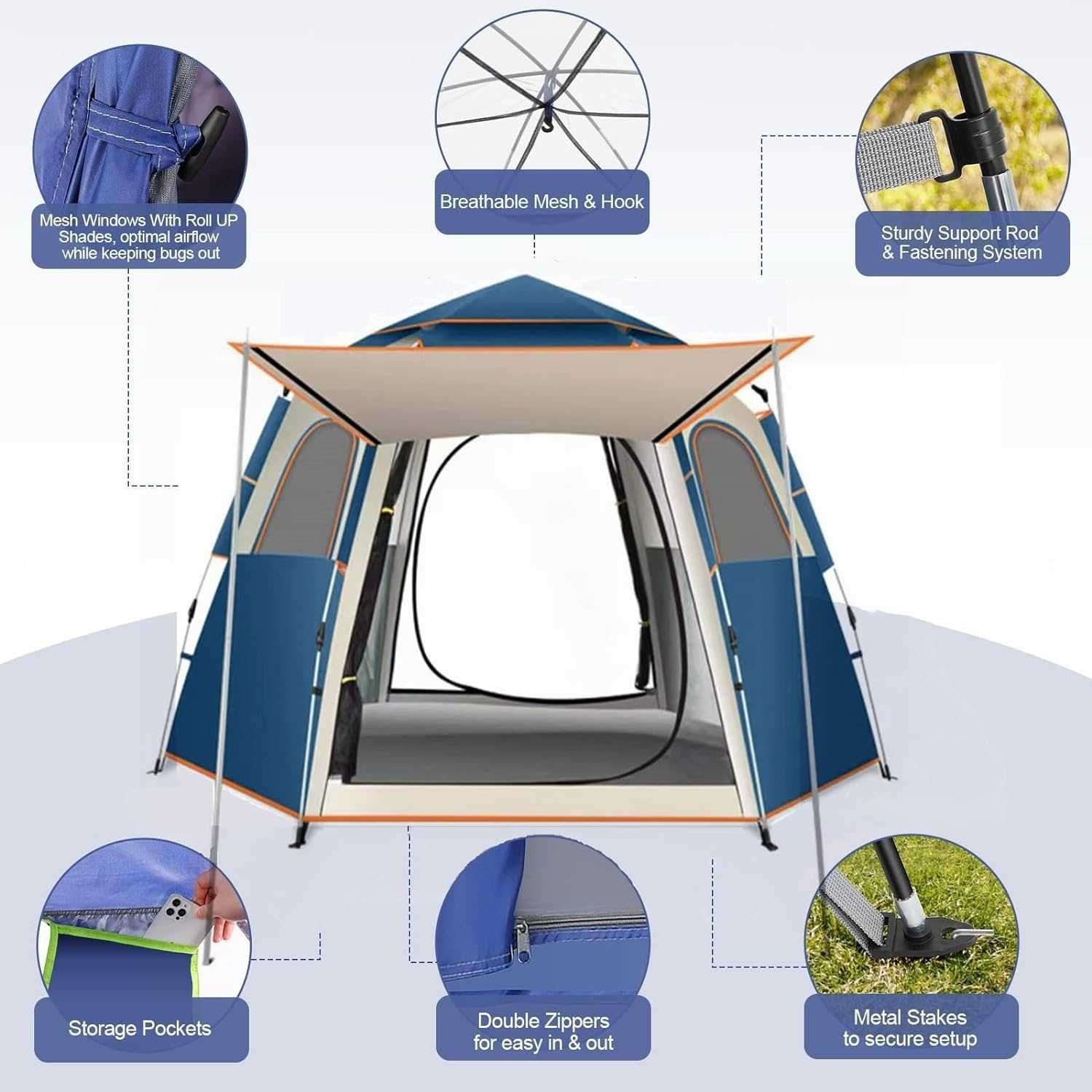 Namiot kempingowy 4-osobowy Reakoo Tenda 4