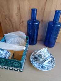Кавовий, чайний набір на двох, синя пляшка декоративна