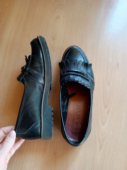 Lasocki 36 mokasyny damskie skórzane espadryle saszki loafersy