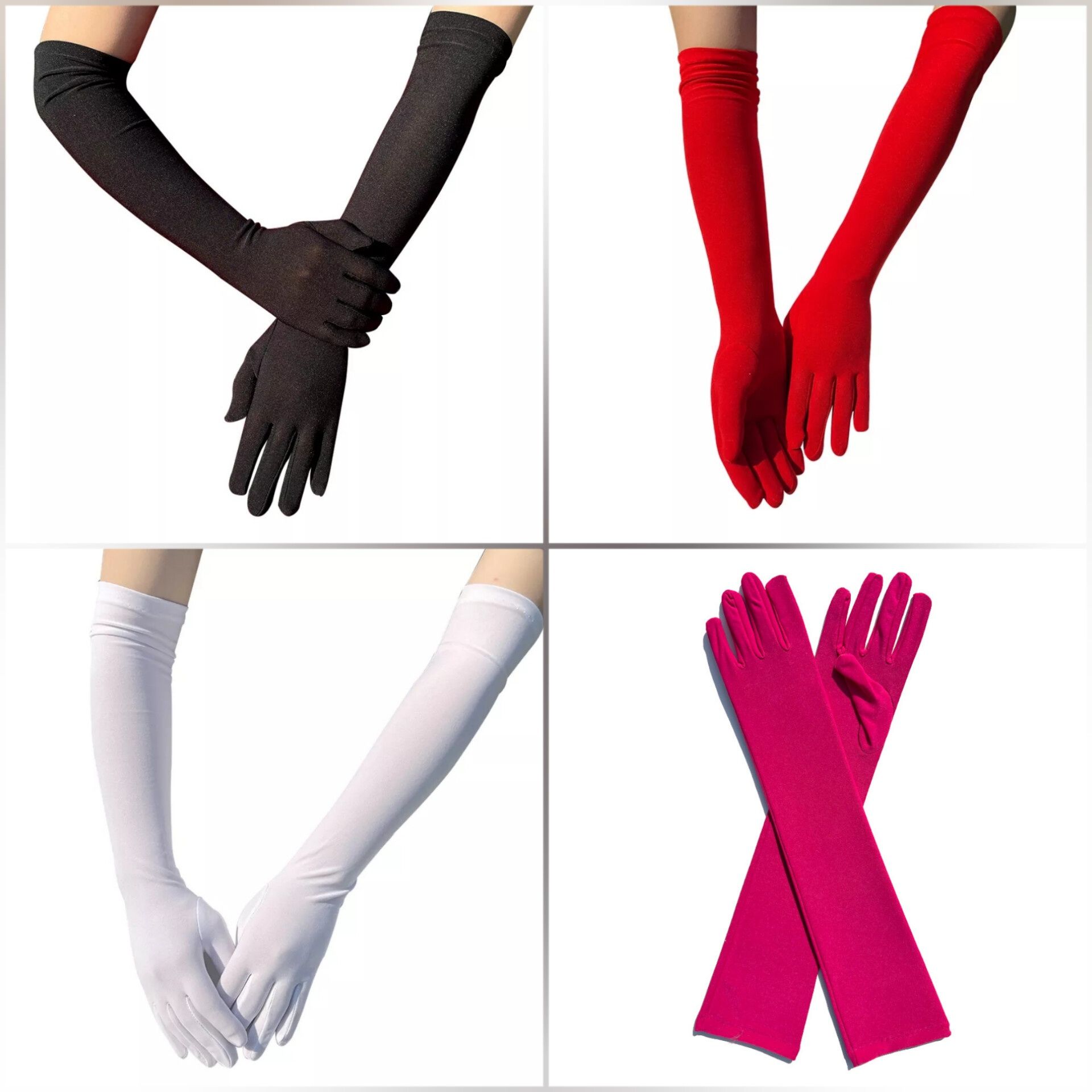 Чорні червоні рожеві білі рукавички, стрейчеві рукавички непрозорі