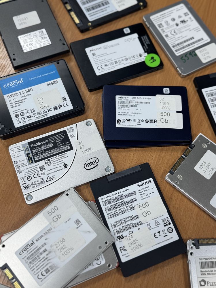SSD 2.5 SATA 480 gb \ 500 gb \ 512 gb \ 960 gb \ 1 tb WD; Intel; Hynix