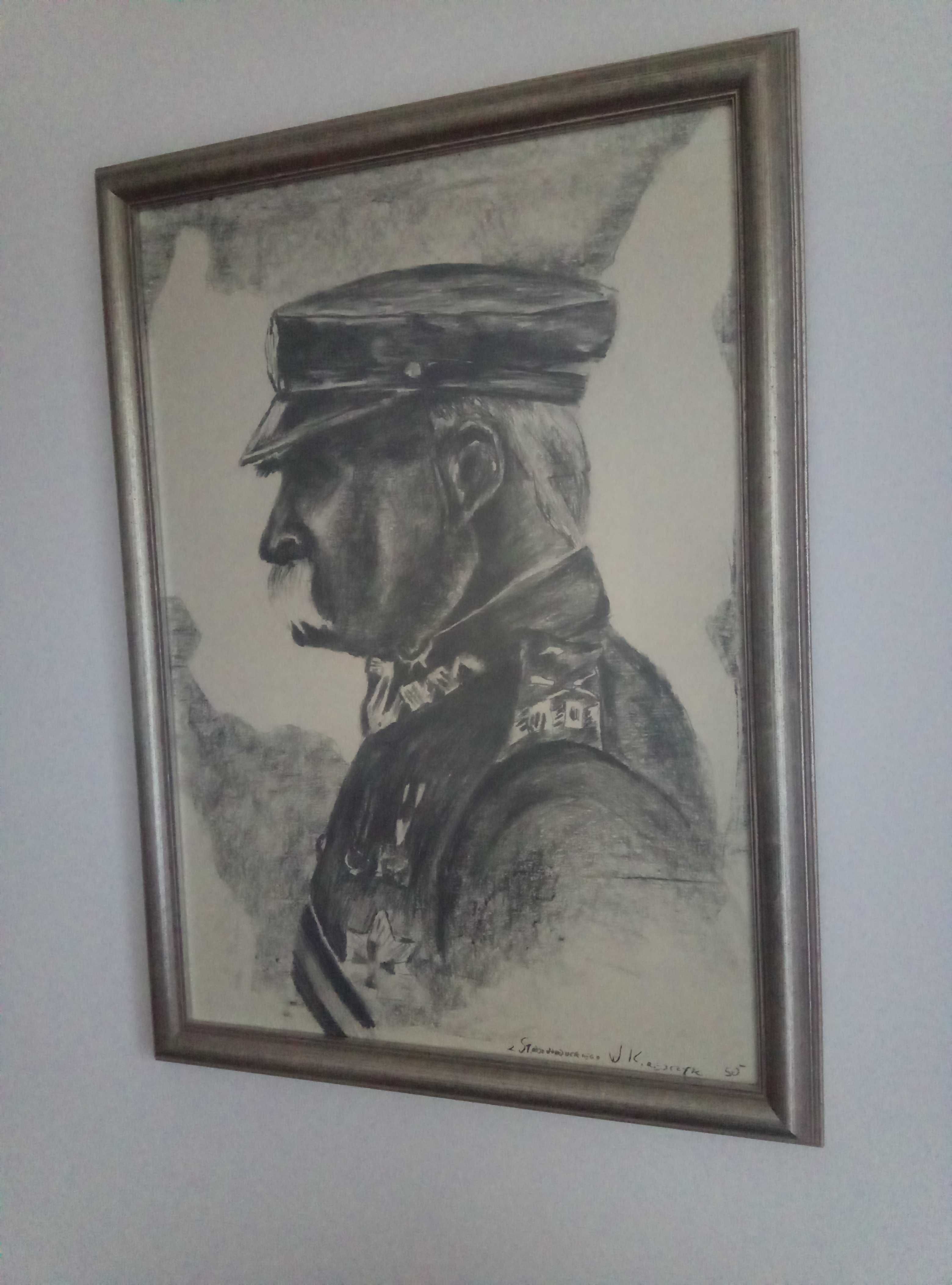piłsudski grafika obraz w ołówku rama