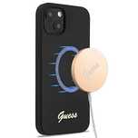 Etui Guess Silicone Script Gold Logo MagSafe na iPhone 13 - czarne