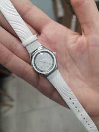 Zegarek swatch irony lady biały srebrny skóra idealny stan