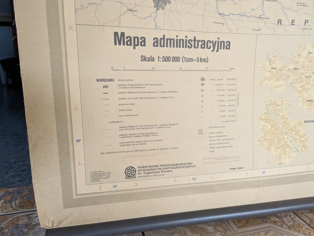 Mapa polski duża na wieszak 1991
