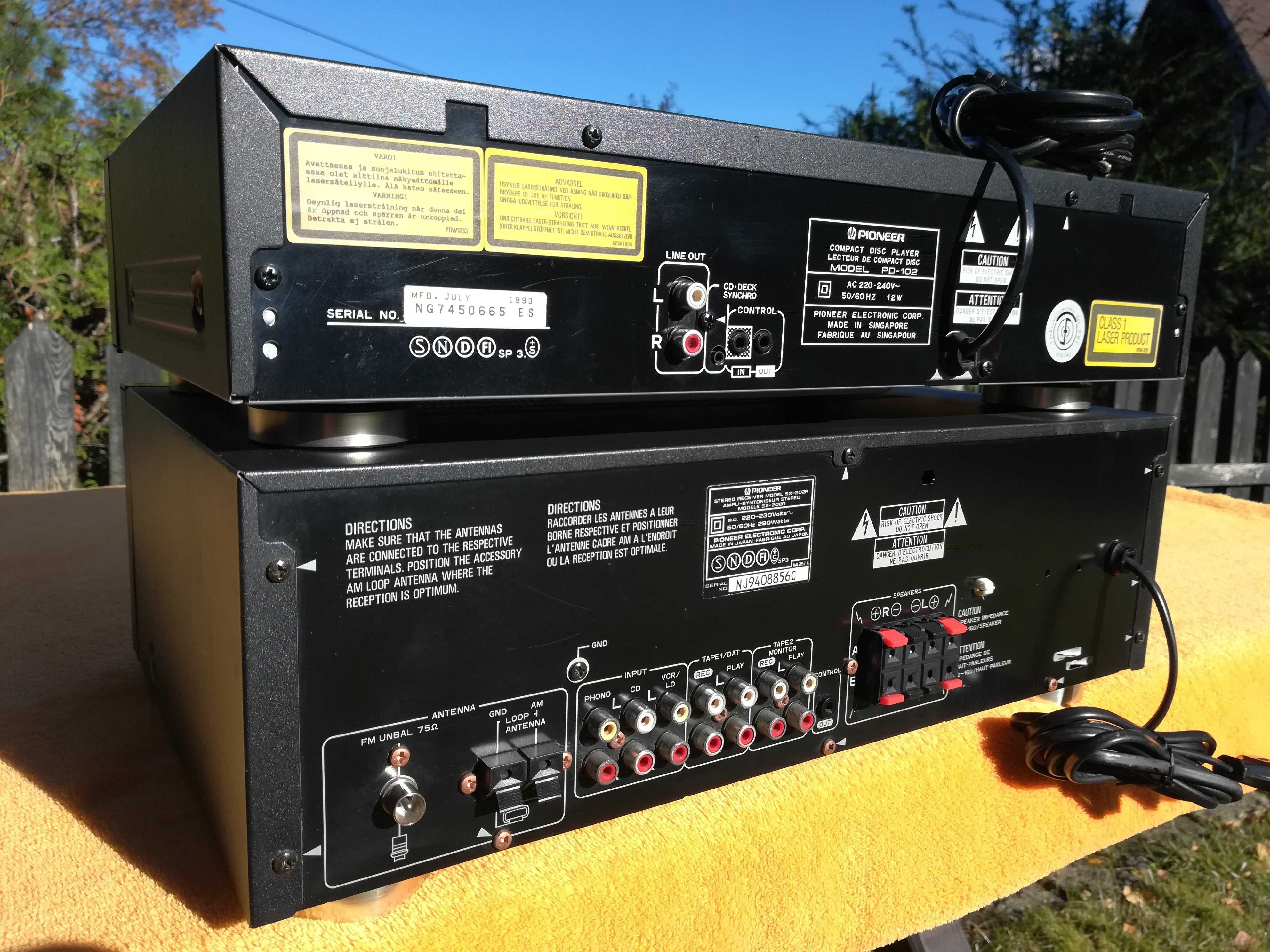 PIONEER SX-202R Amplituner + PIONEER PD-102 CD + Pilot + Instrukcje