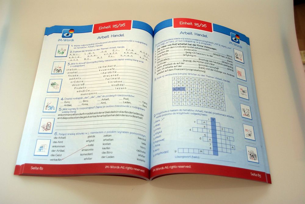 Słownik obrazkowy z ćwiczeniami metodą im-words język niemiecki a1.
