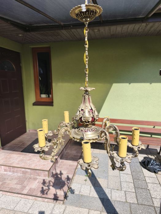 REZERWACJA. Żyrandol mosiężny sprawny