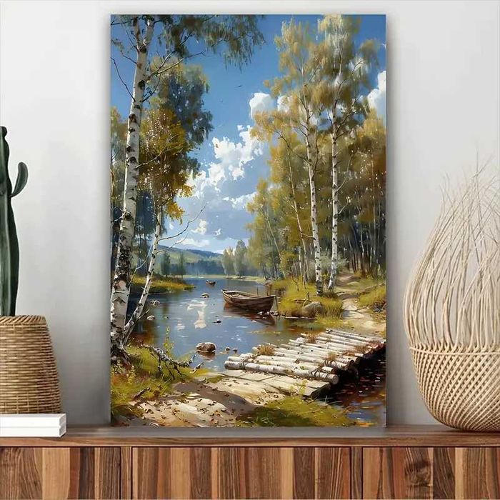 Oprawiony Obraz na Płótnie z Jesiennym Motywem Lasu