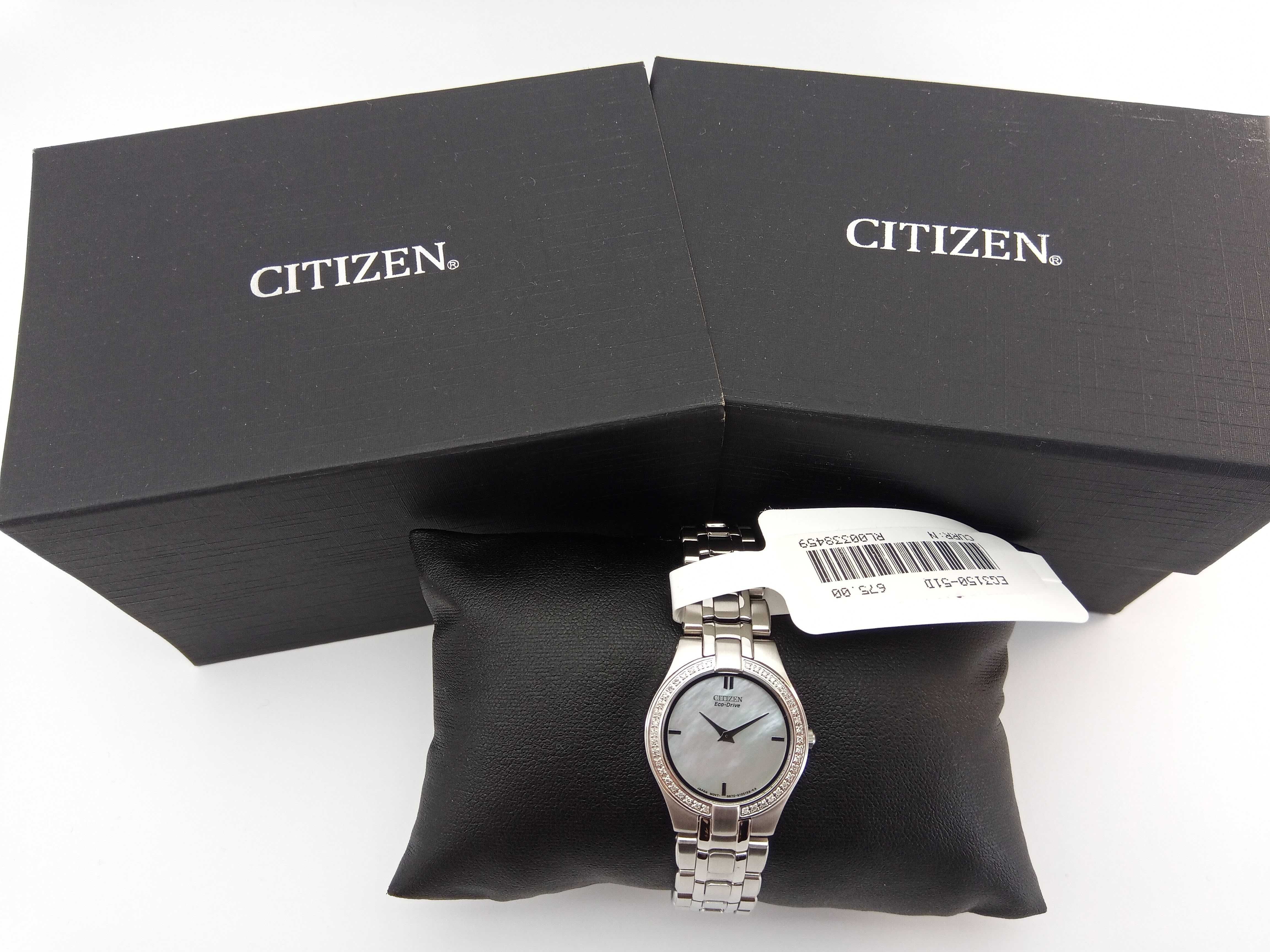 Тончайшие женские часы 42 бриллианта Citizen Eco-Drive EG3150-51D $725