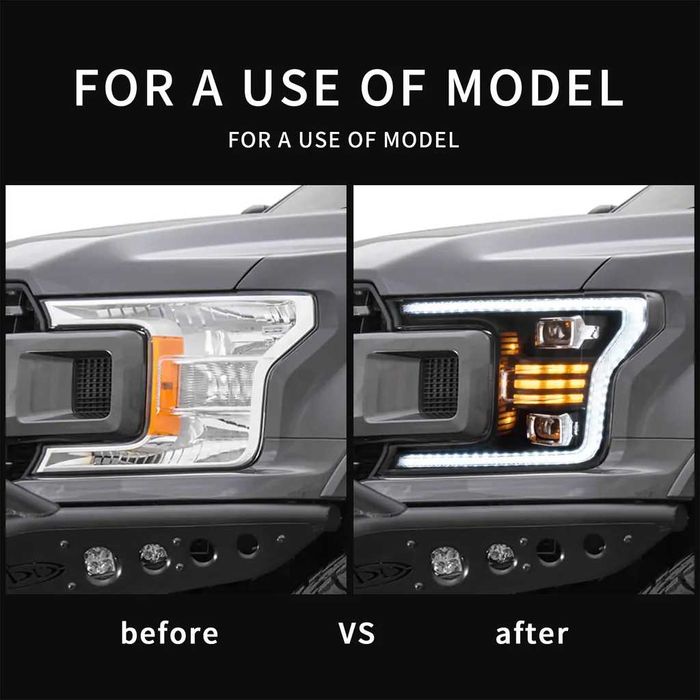 Lampy reflektory przednie przód FORD F150 MK13 r.17-20 Full LED Neon