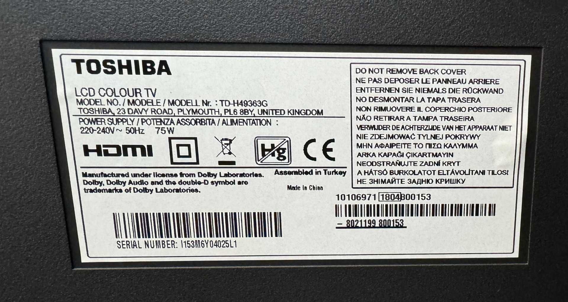 telewizor Toshiba TD-H49363G 49" Sharp 55gp6760e 55"
