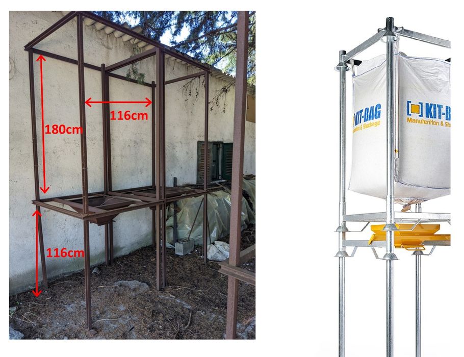 Suporte para sacos big bag / Estrutura ferro / Silo