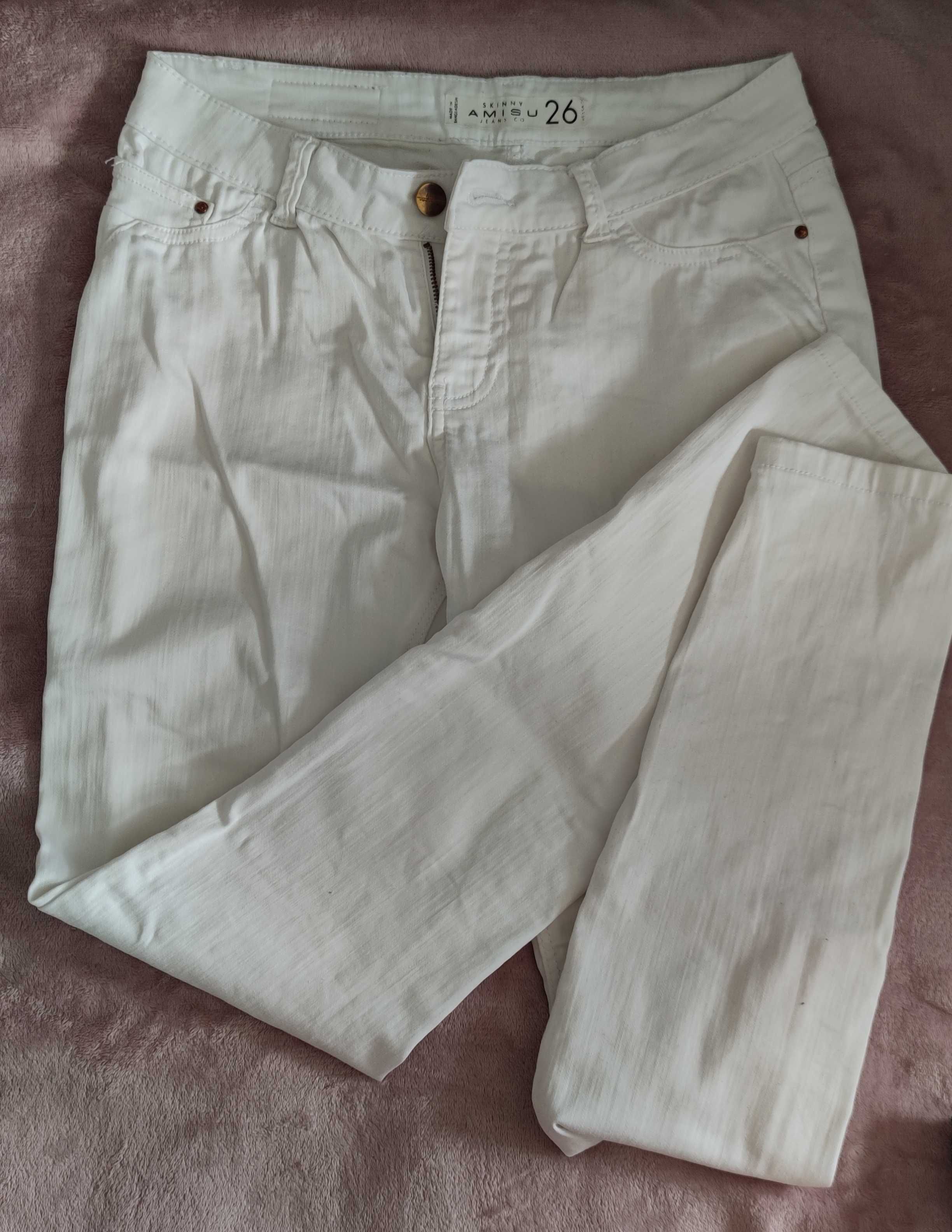 Białe spodnie jeansowe skinny, Amisu, 26