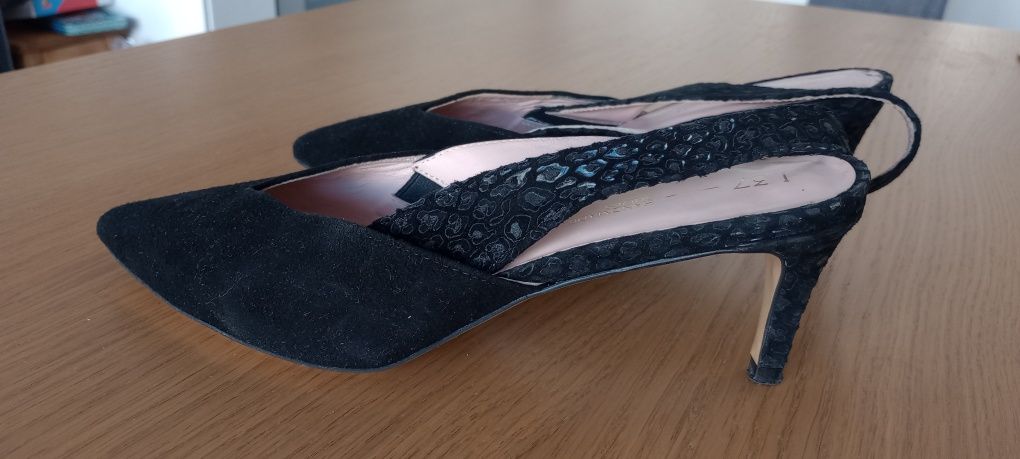 Eleganckie buty. Czarny zamsz. L37