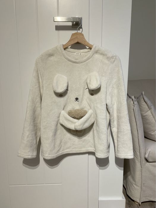 bluza z misiem miś kremowa oysho