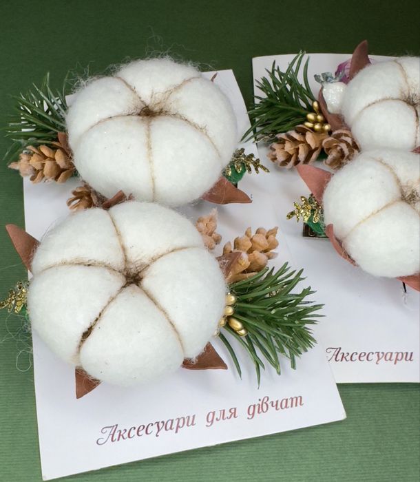 Заколки бавовна . Хлопок. Ободок зефірка. Мандаринки