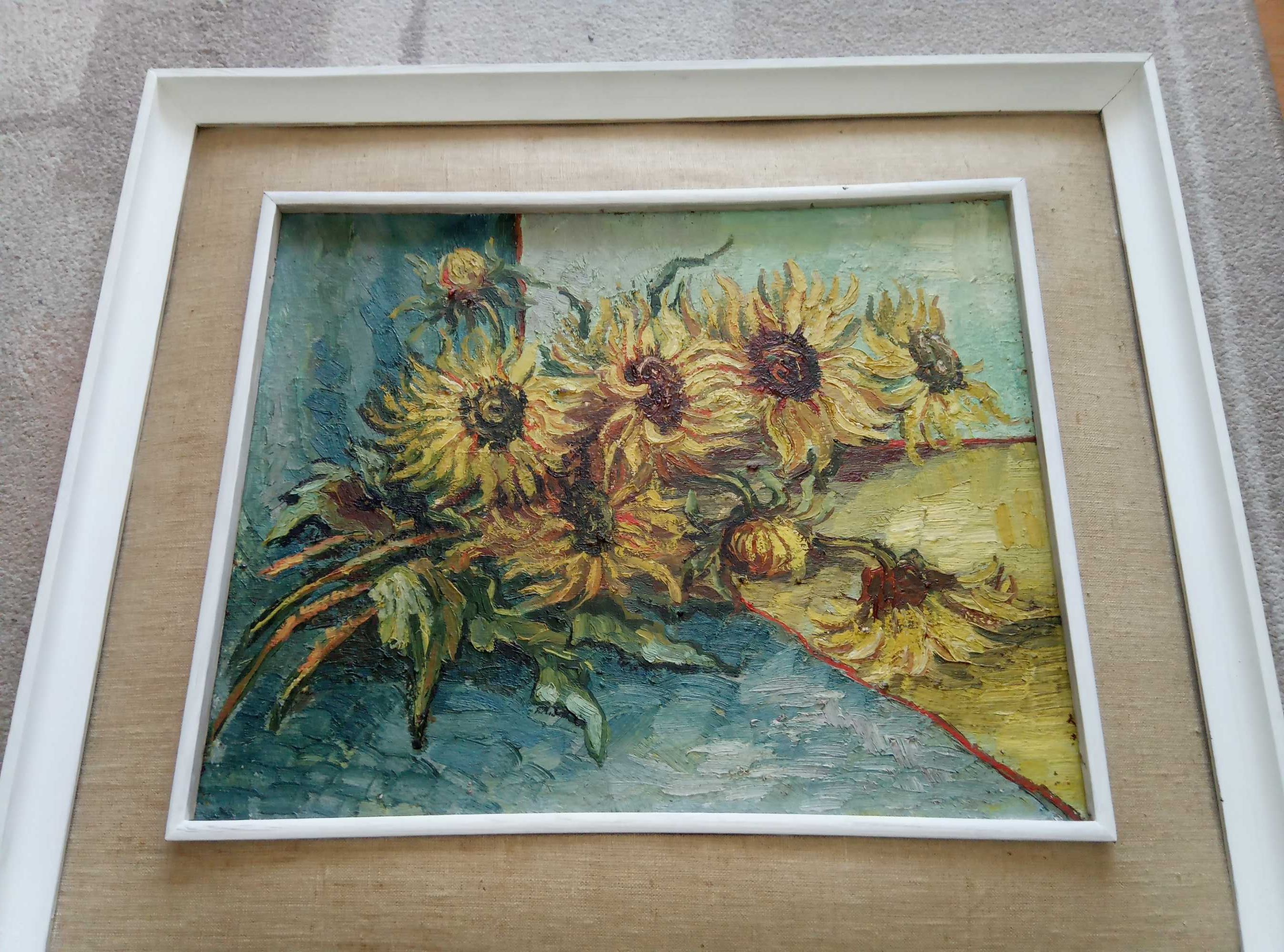 obraz olejny kwiaty słoneczniki anna rybsztadt sygnowany rama