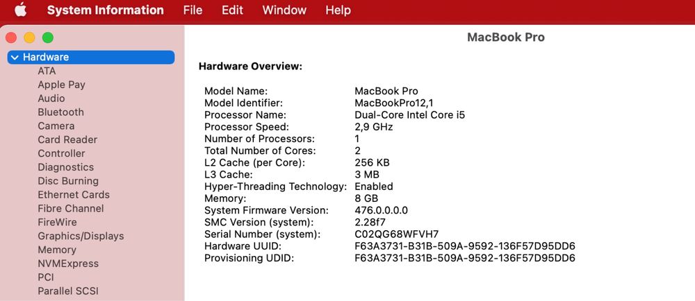 MacBook Pro 13” Retina (2015) • i5 2.9GHz • 8GB • macOS