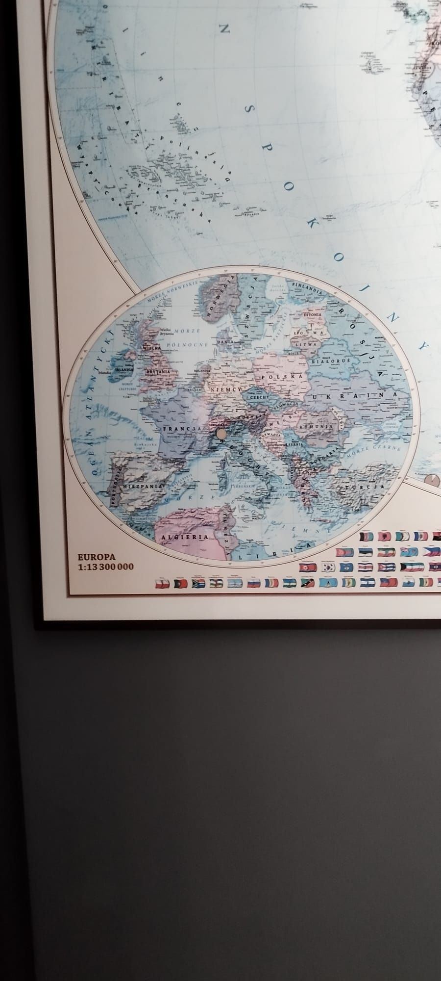 Mapa świata magnetyczna zmazywalna polityczna aluminiowa