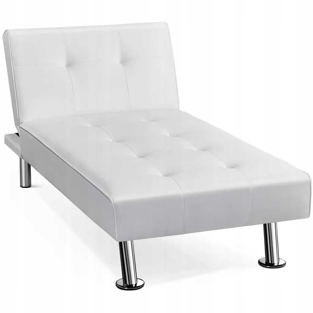 Łóżko sofa szezlong pojedyncze Yaheetech 166x76,5x40 biały ekoskóra