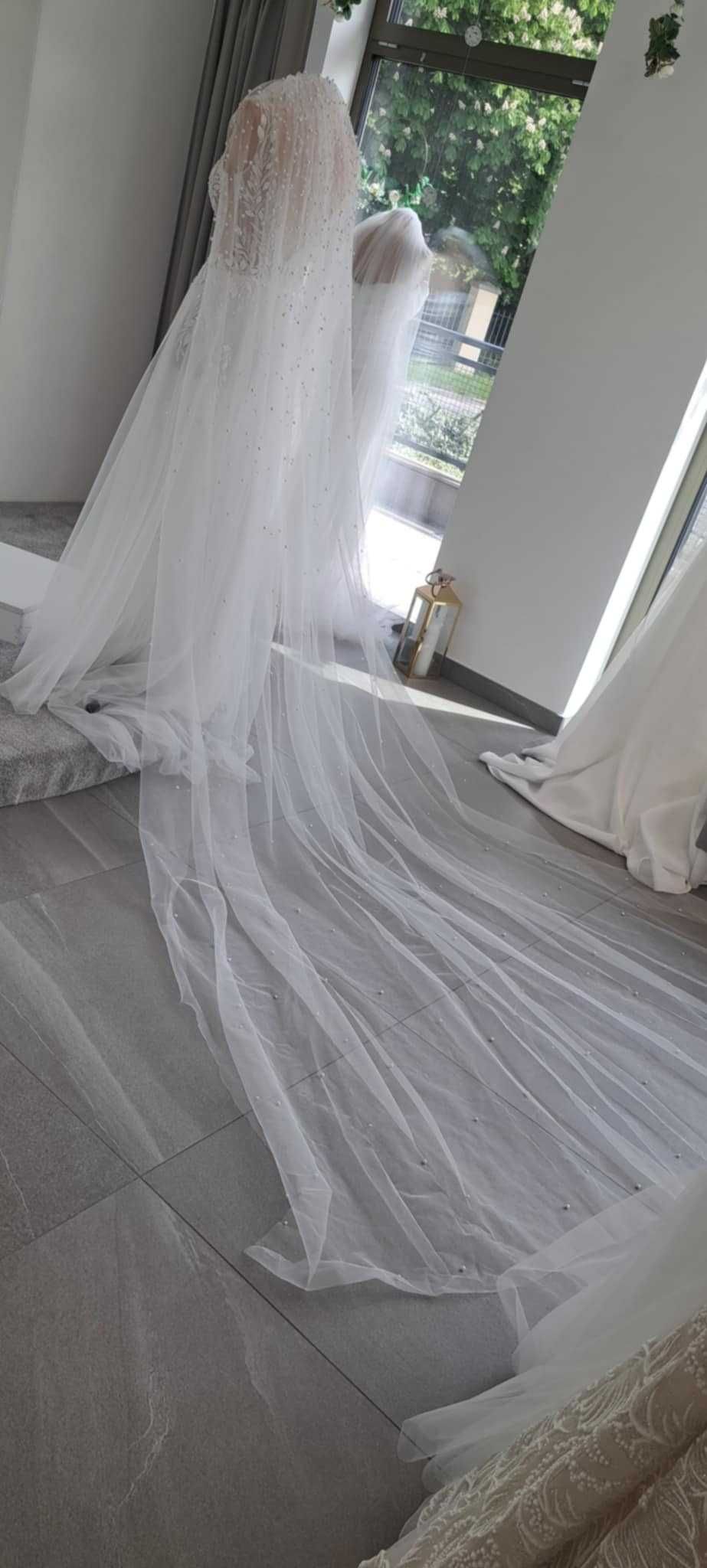 Welon ślub HIT 3m tiul PERŁY miękki ivory śmietankowy off white