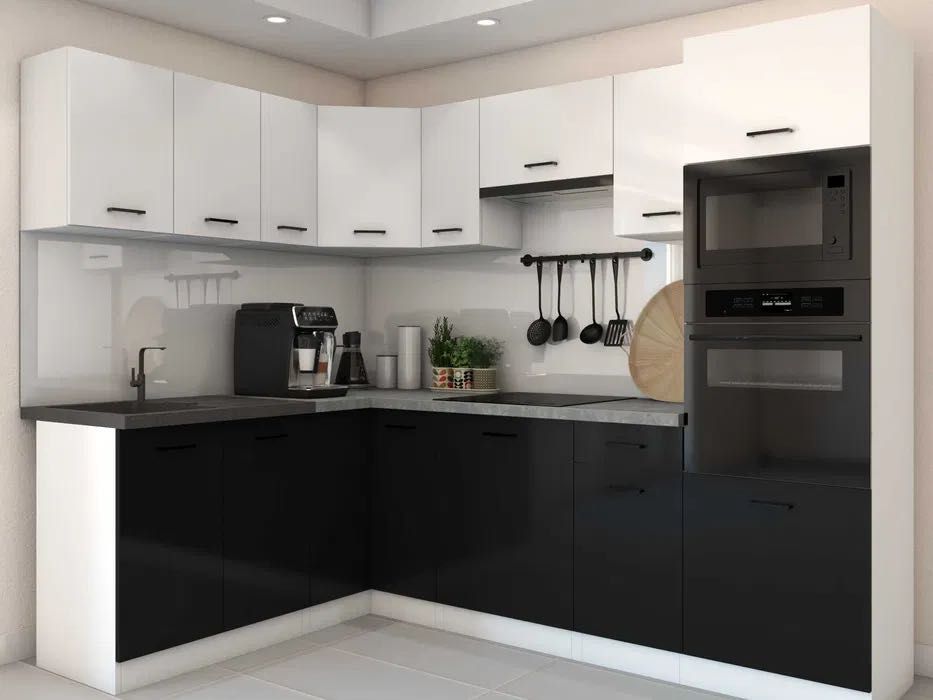 narożne meble kuchenne kuchnia połysk producent mebli na wymiar 4,2m