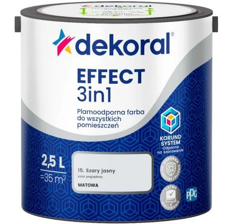 DEKORAL EFFECT 3w1 Plamoodporna 2,5l Szary jasny 15