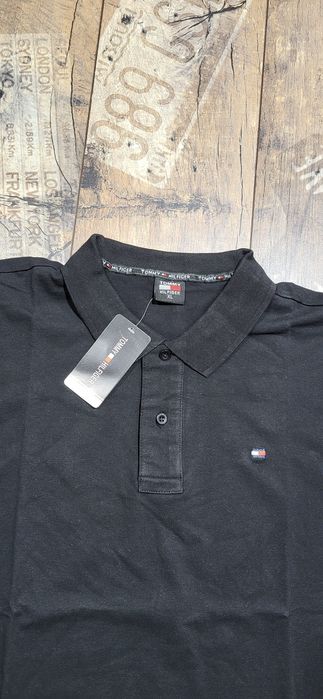 Czarna koszulka polo męska porządna bawełna kołnierzyk XL