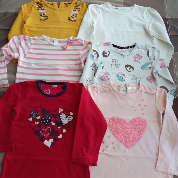 Bluzki, bluzeczki dziewczęce z długim rękawem, r. 86-92 Zestaw