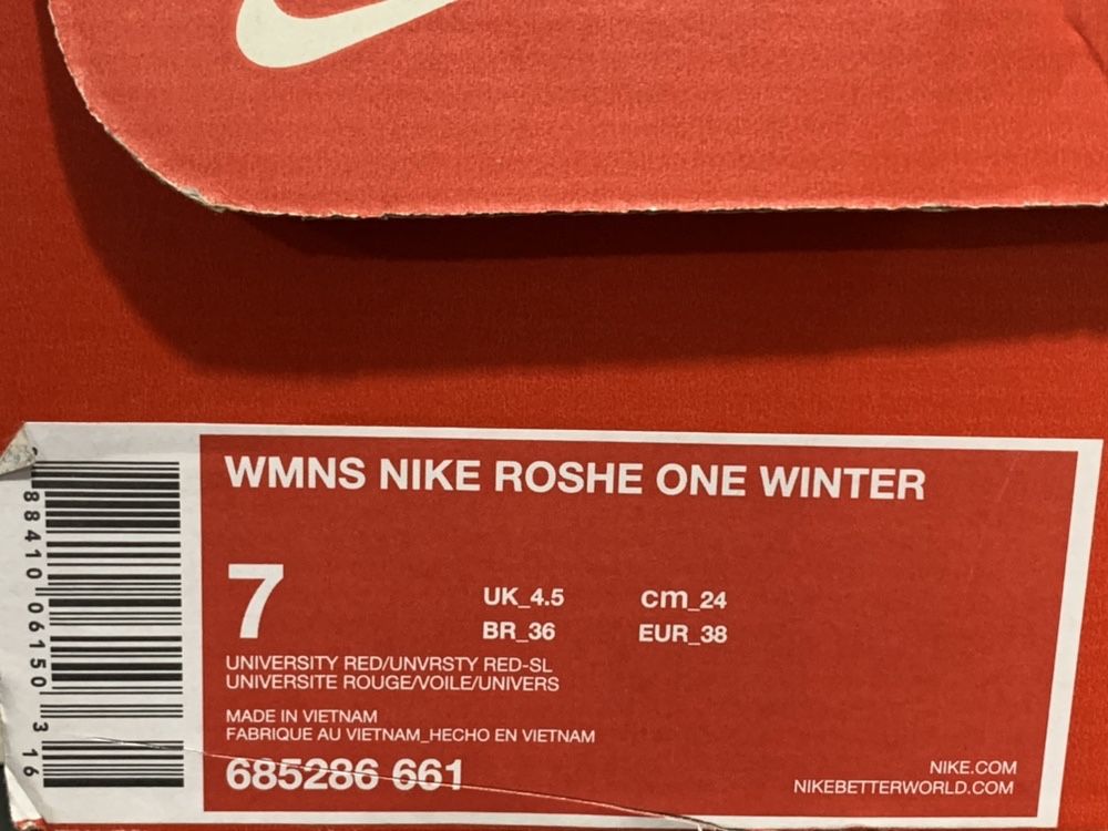 Кросівки Nike WMNS Roshe One Winter Розмір 38 (24 см) кроссовки зимові